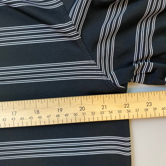 Nike Golf Polo Shirt Large Black White Stripe Tour Performance Athletic Sporty - Picture 11 of 14